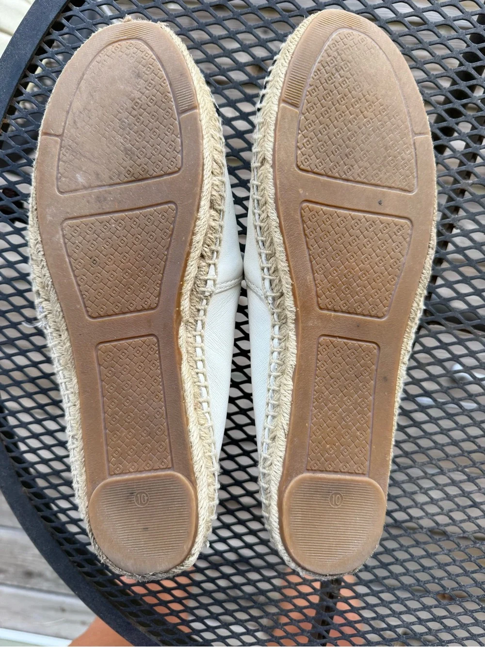 Tory Burch White Espadrille Flats with Black Toe Cap